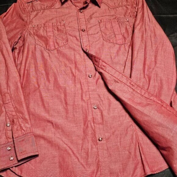 I JEANS By BUFFALO Long Sleeve Dress Shirt - Shimmering Red - Size L - Picture 2 of 10